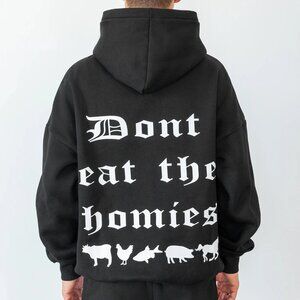 New Don't Eat The Homies DETH vegan streetwear relaxed cotton hoodie sweatshirt